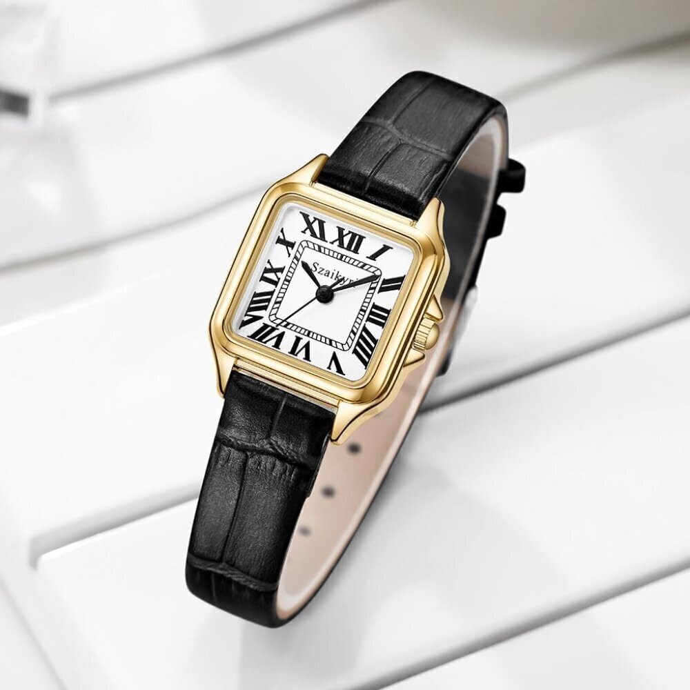 🆕Women Gold Classic Square Watches with Roman Numeral Ladies Casual Dress Watch - Picture 4 of 9
